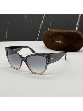 NEW TOM FORD ANOUSHKA TF371 20B BLACK/BROWN WOMEN CAT EYE SUNGLASSES FT0371
